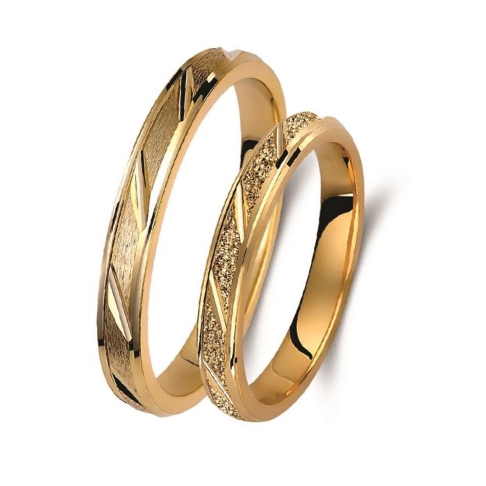 Pair of gold wedding rings mat 3,00mm 418Γ-Α